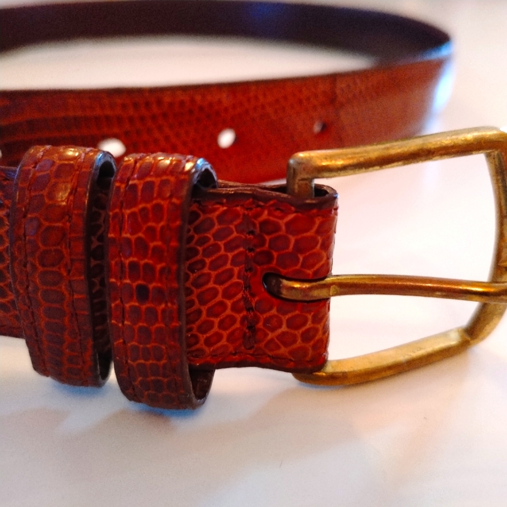Coach Textured Leather and Solid Brass Belt 34" Handcrafted in the 🇺🇸